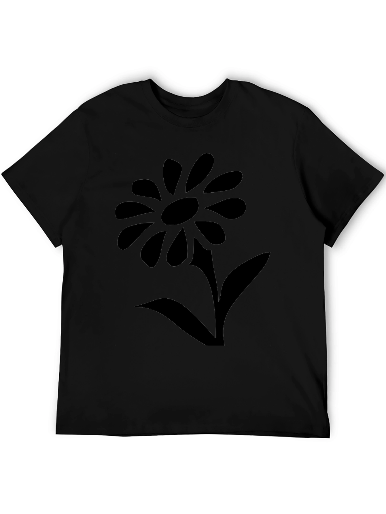 Black T-Shirt with Flower Graphic