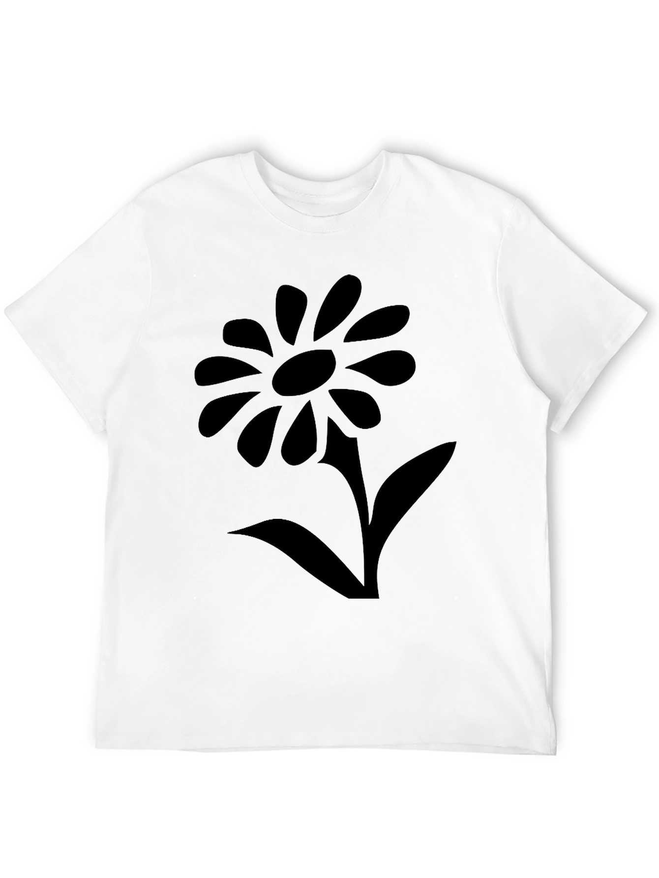 Black T-Shirt with Flower Graphic
