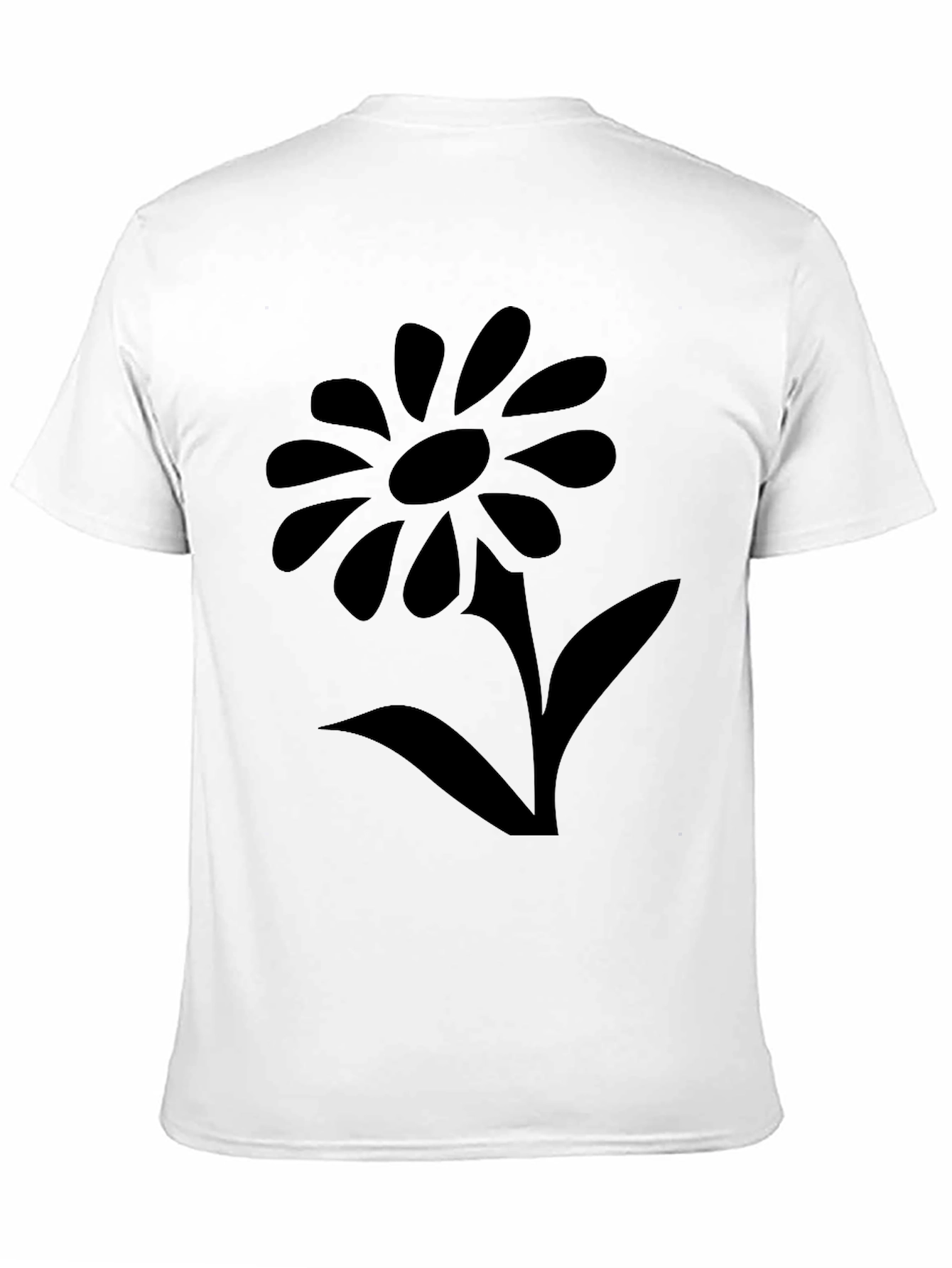 Black T-Shirt with Flower Graphic
