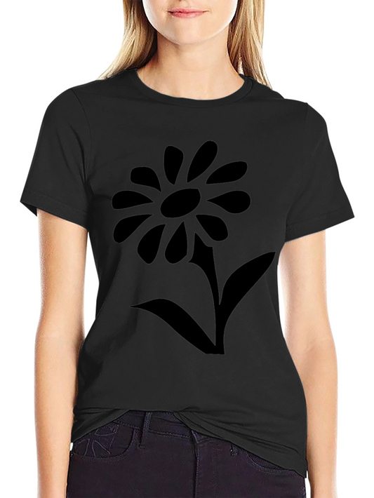 Black T-Shirt with Flower Graphic