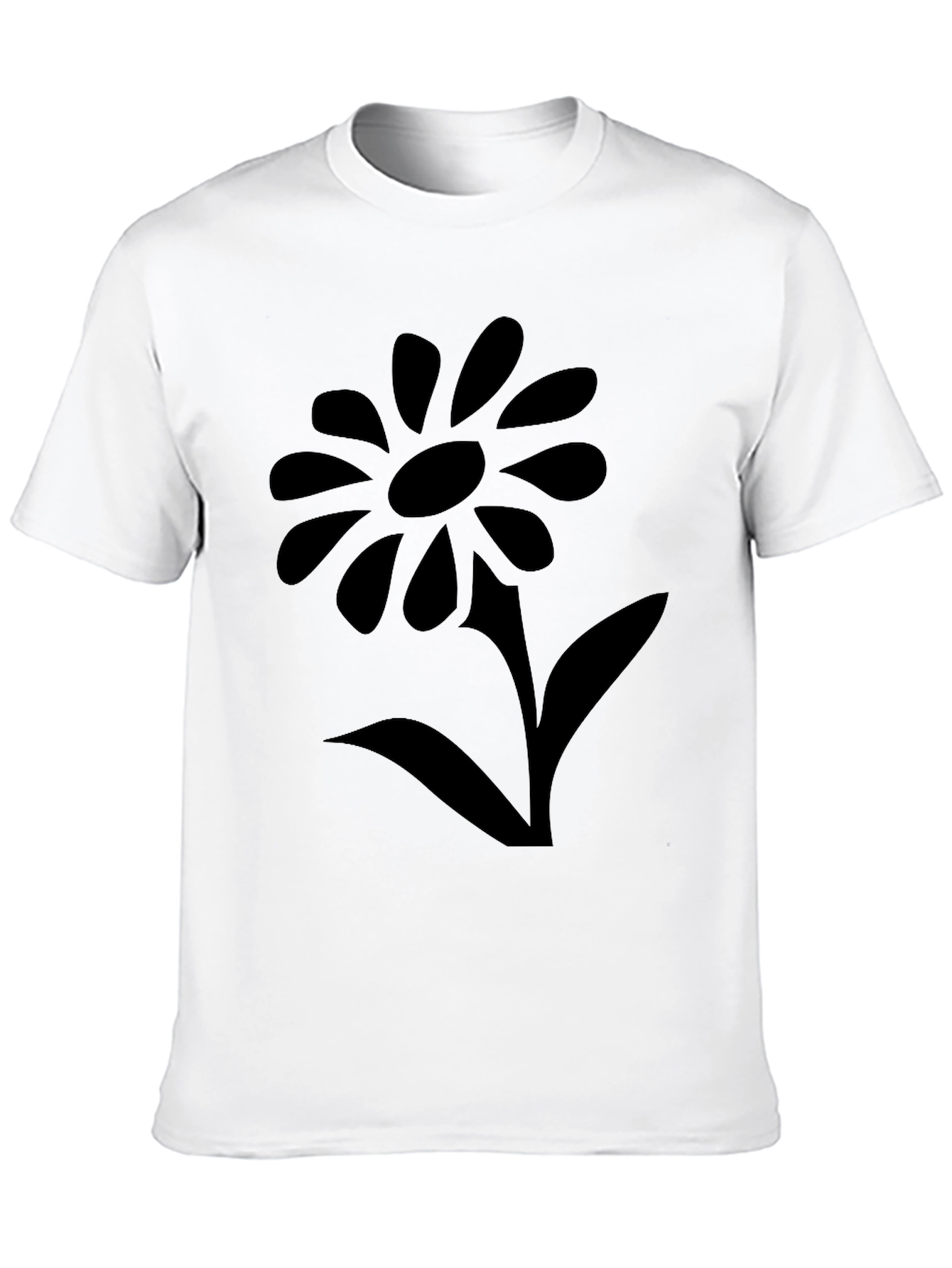 Black T-Shirt with Flower Graphic