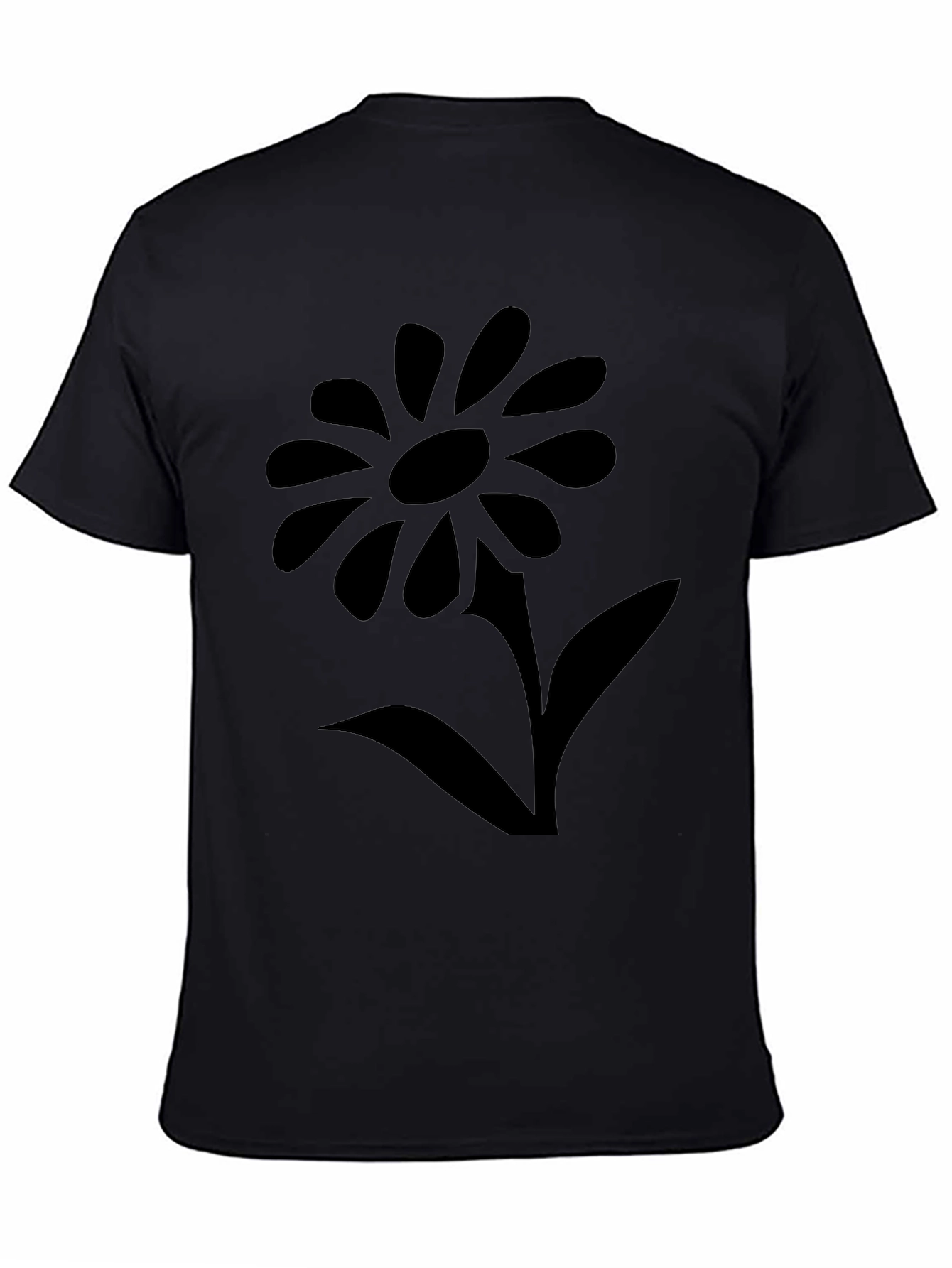 Black T-Shirt with Flower Graphic