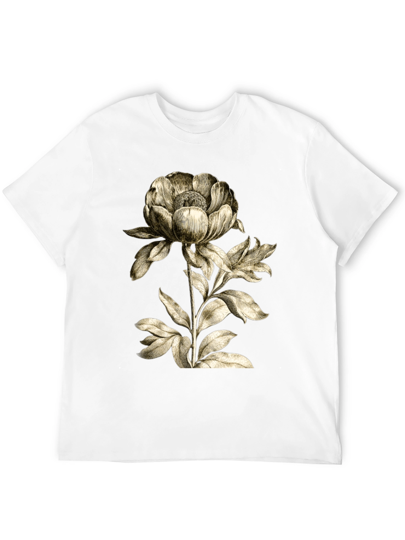 Botanical Flower Graphic T-Shirt - Black