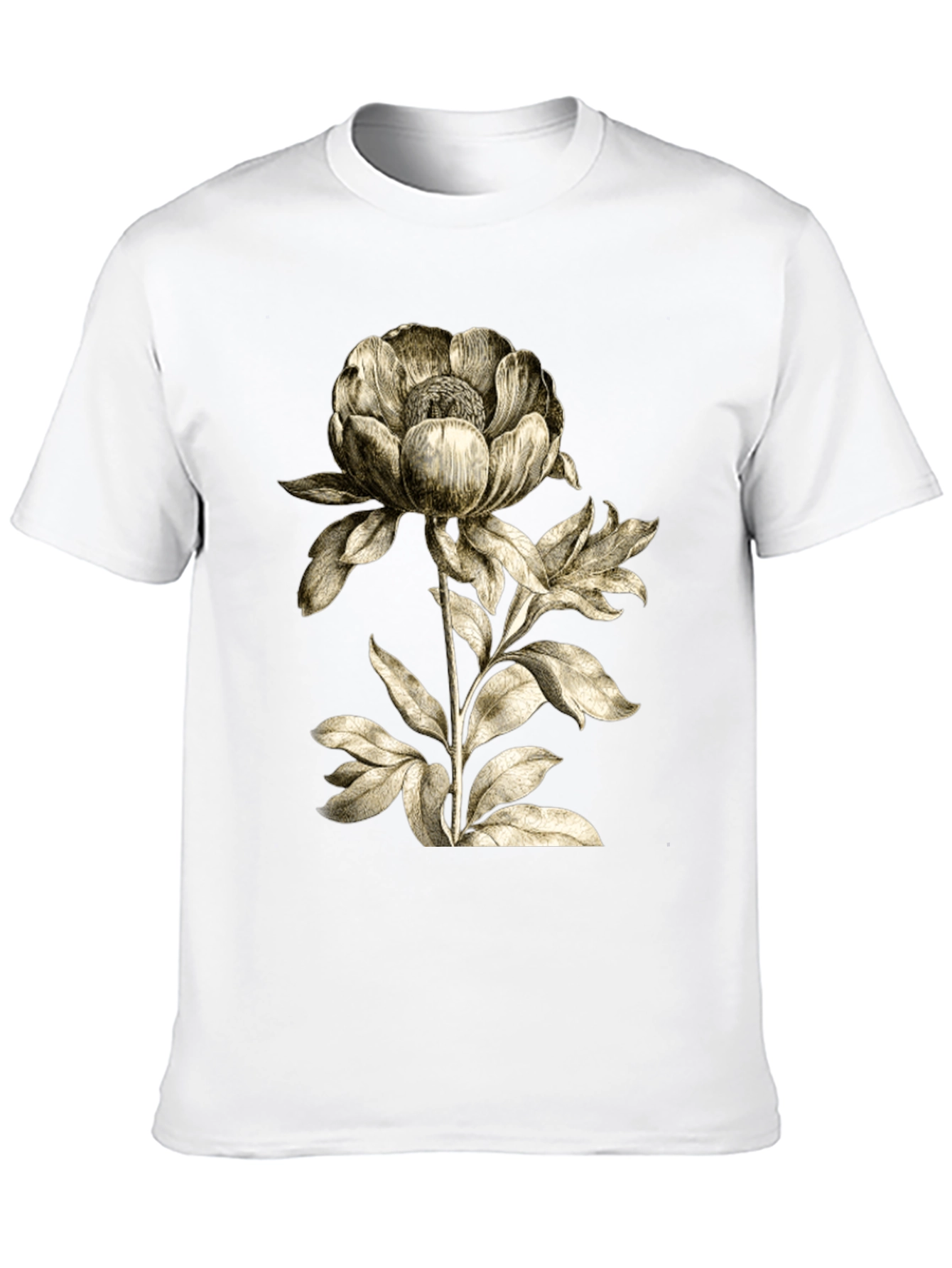 Botanical Flower Graphic T-Shirt - Black