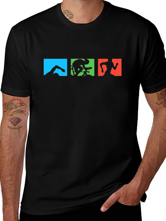 Triathlon T-Shirt - Swim Bike Run - Black
