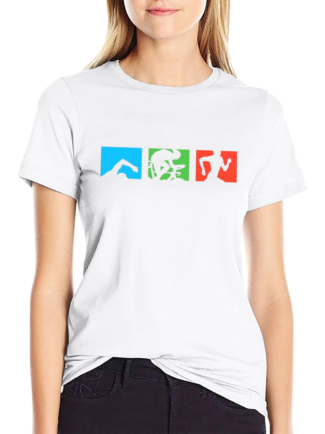 Triathlon T-Shirt - Swim Bike Run - Black
