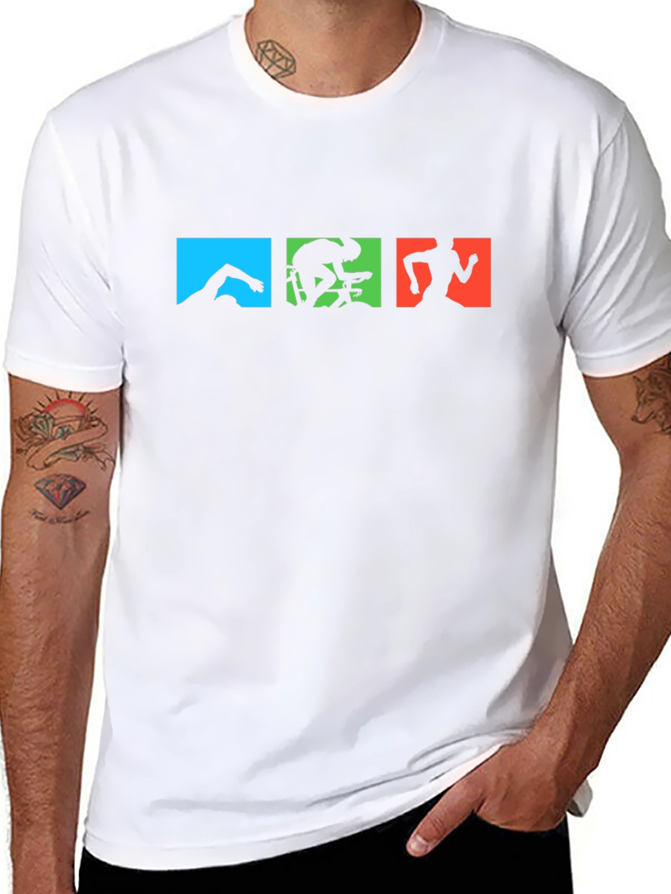 Triathlon T-Shirt - Swim Bike Run - Black