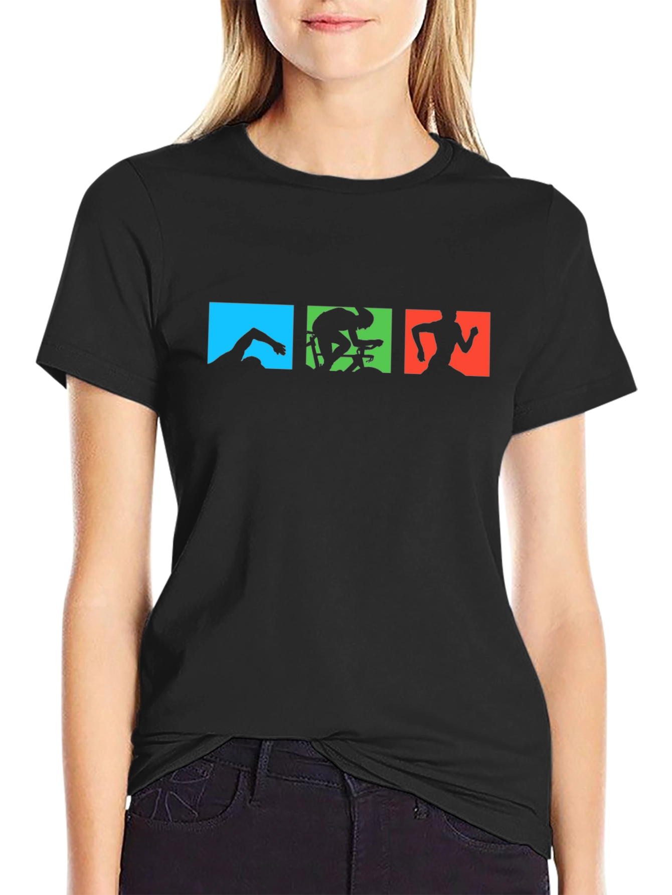 Triathlon T-Shirt - Swim Bike Run - Black