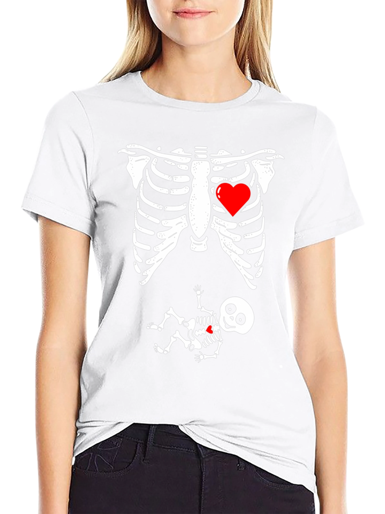 Skeleton Baby Bump T-Shirt Funny Halloween Pregnancy Tee