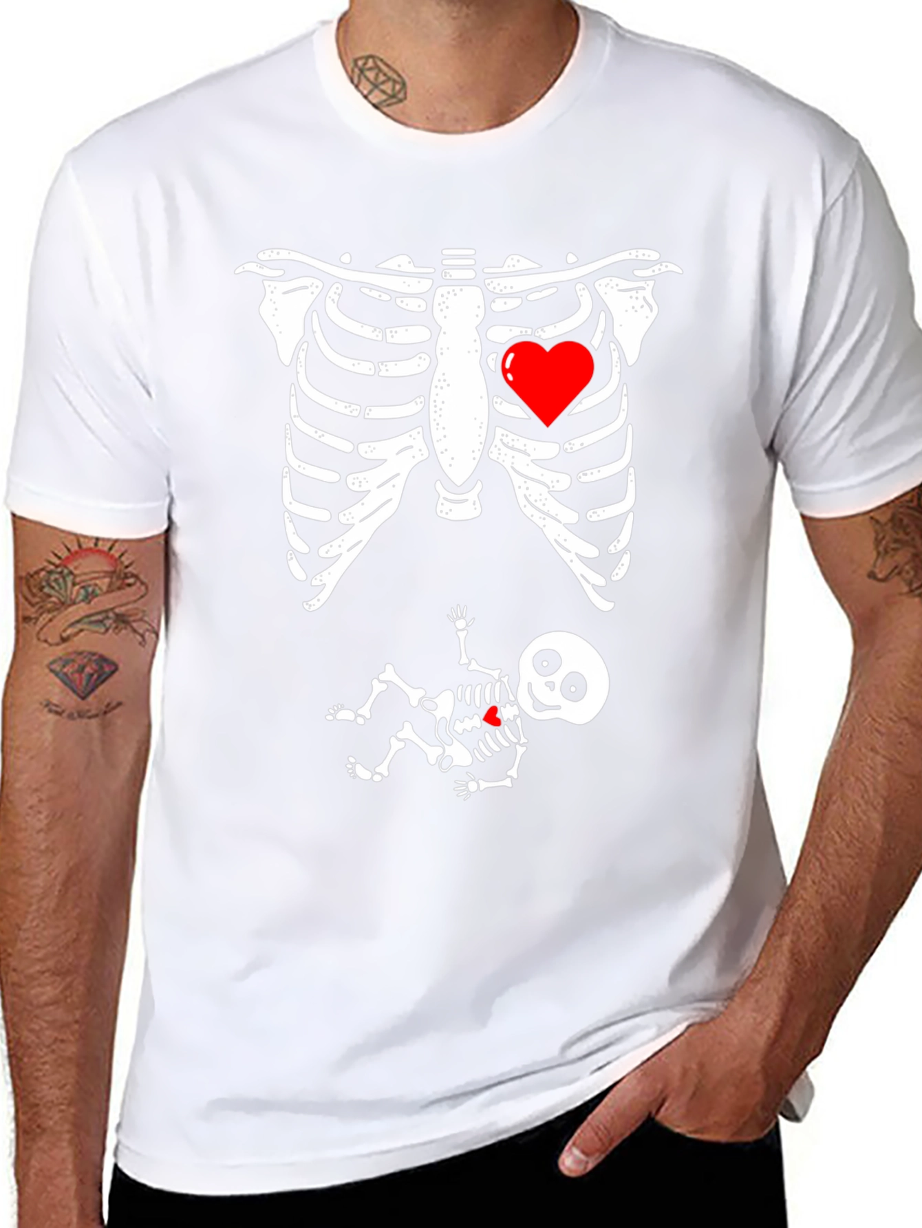 Skeleton Baby Bump T-Shirt Funny Halloween Pregnancy Tee