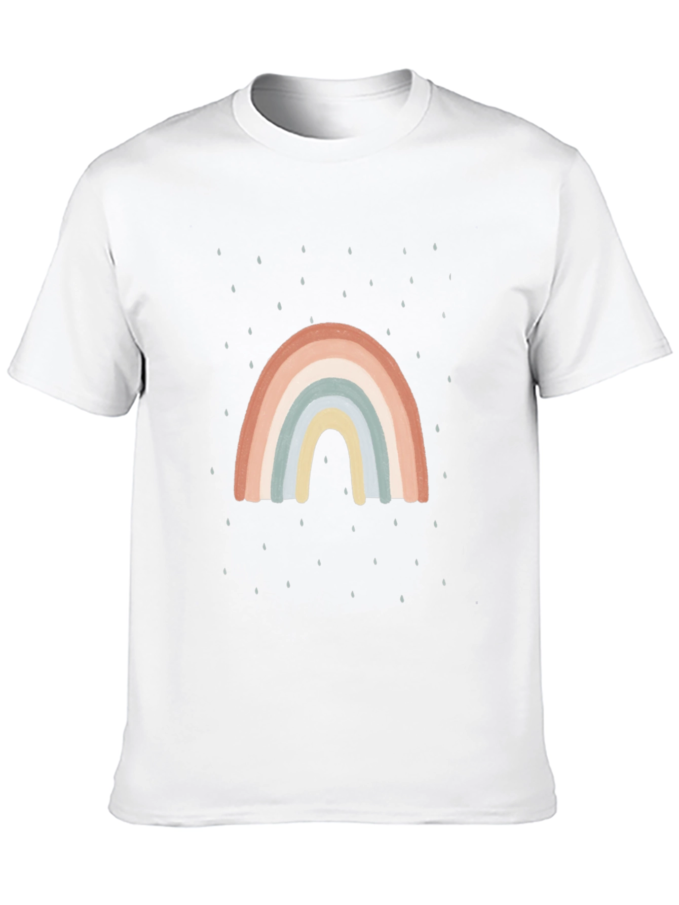 Retro Rainbow Rain Graphic Tee - Black Casual Shirt