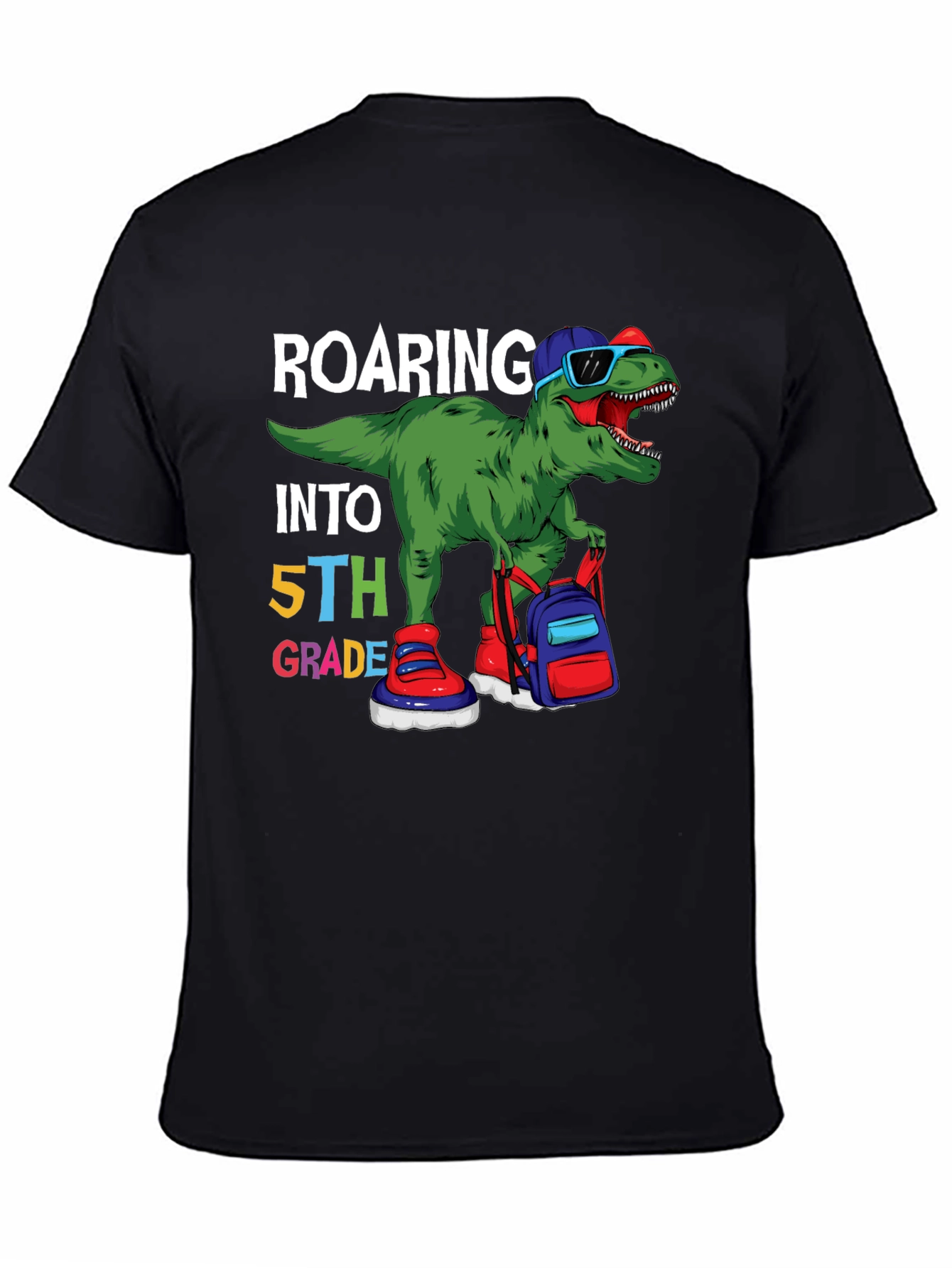 Roaring Into 5th Grade Dinosaur T-Shirt