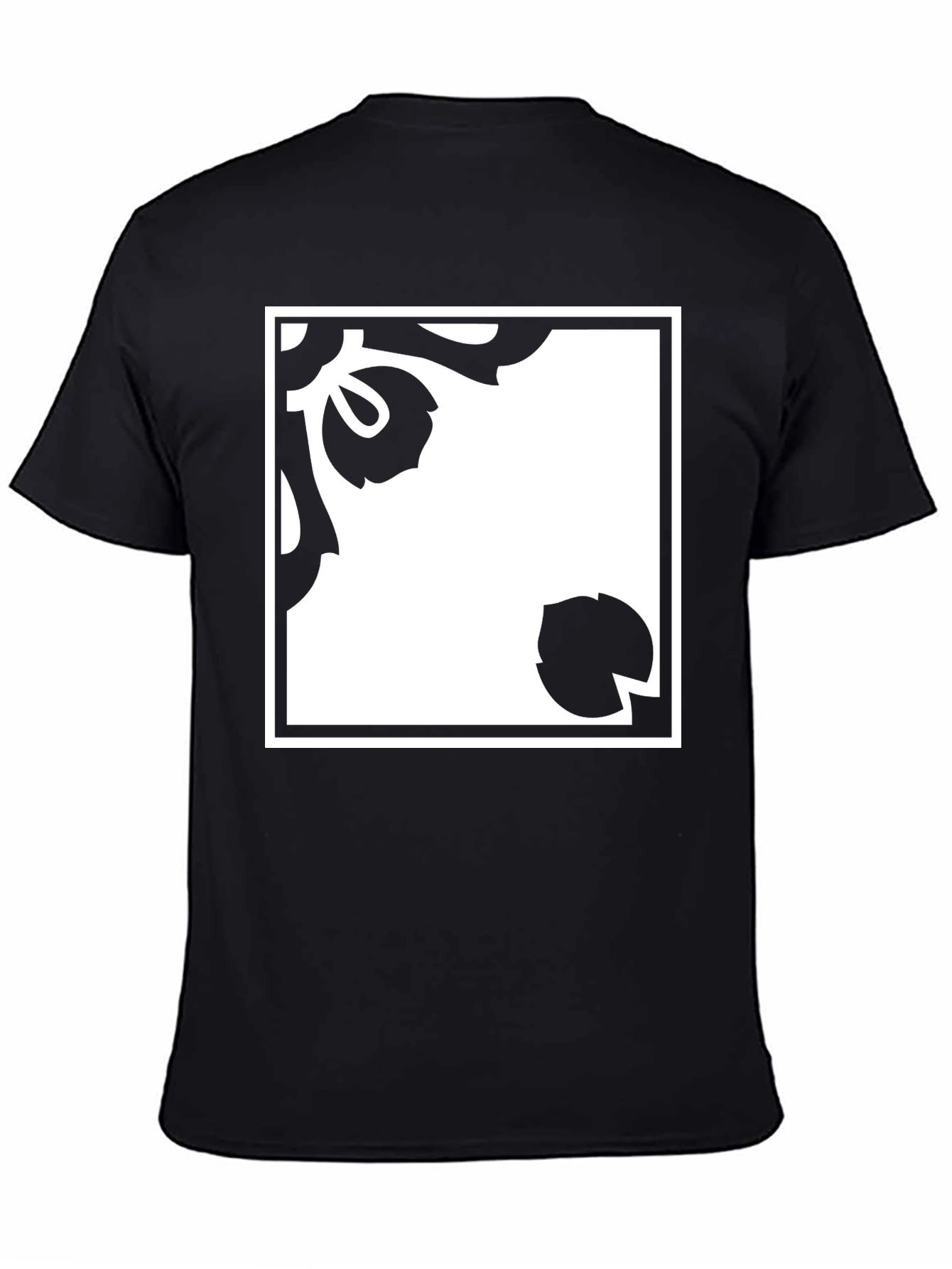 Black T-Shirt with Floral Pattern Design