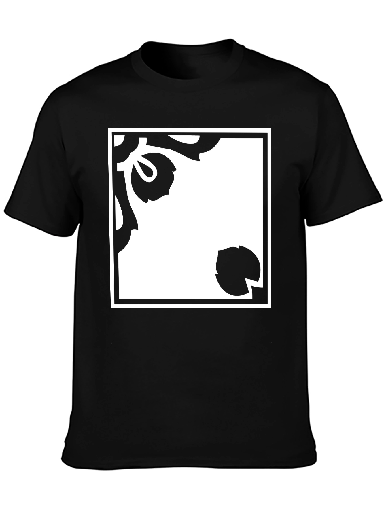 Black T-Shirt with Floral Pattern Design