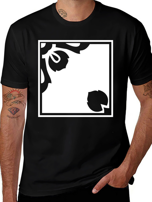 Black T-Shirt with Floral Pattern Design