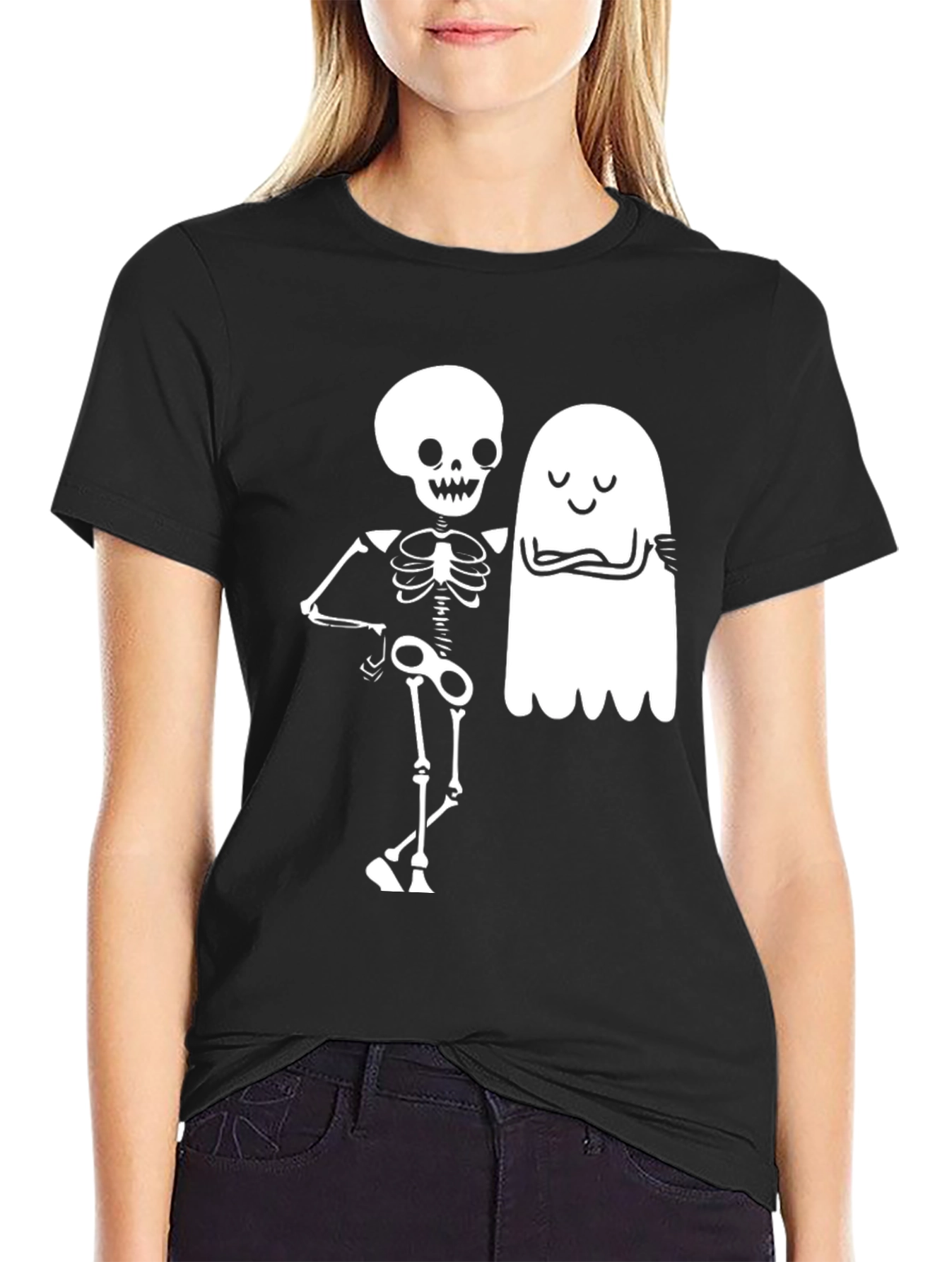 Skeleton & Ghost Graphic Tee - Halloween