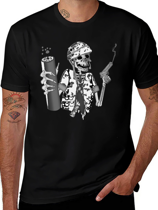 Skeleton Soldier Graphic Print T-Shirt