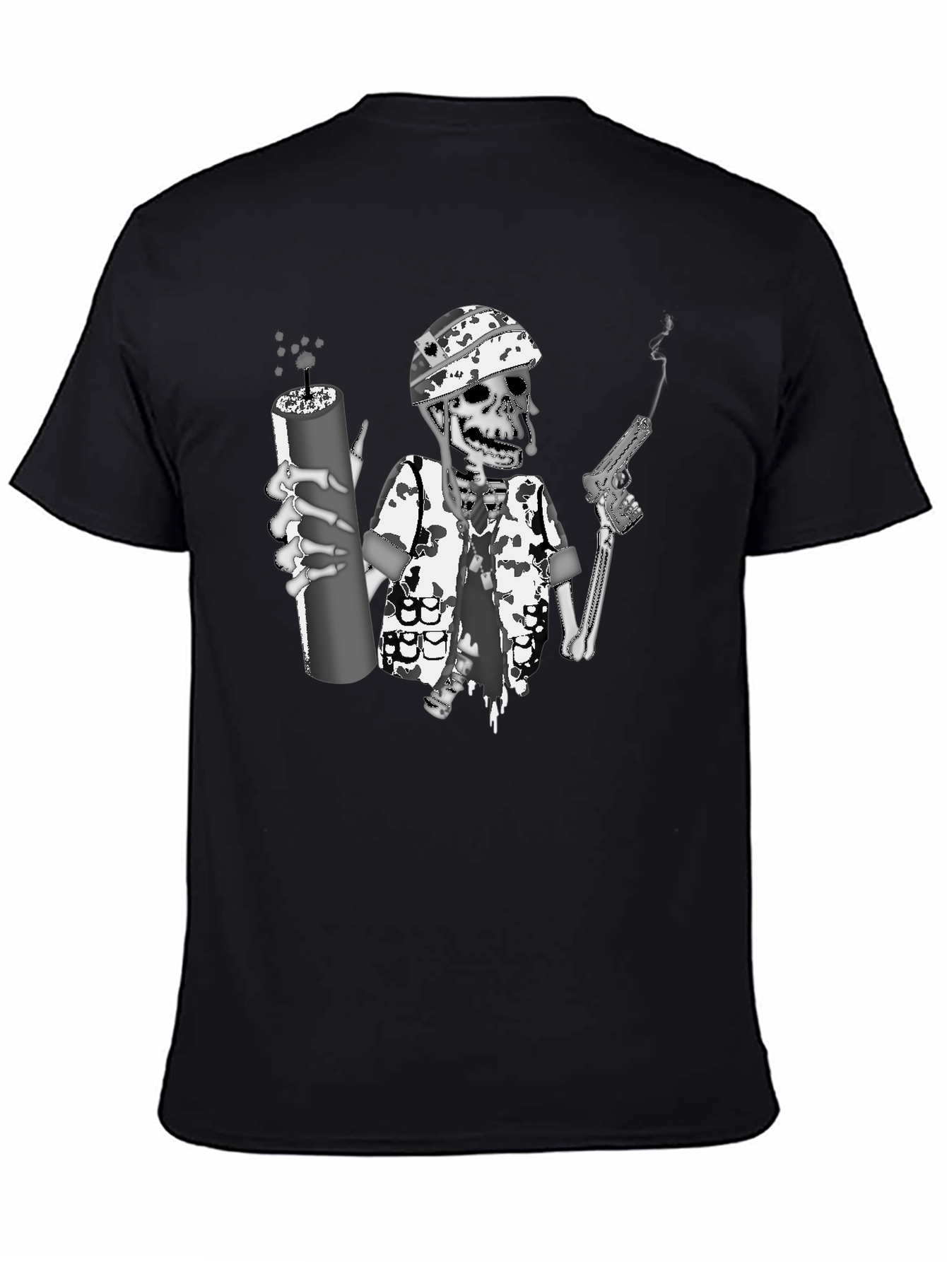 Skeleton Soldier Graphic Print T-Shirt