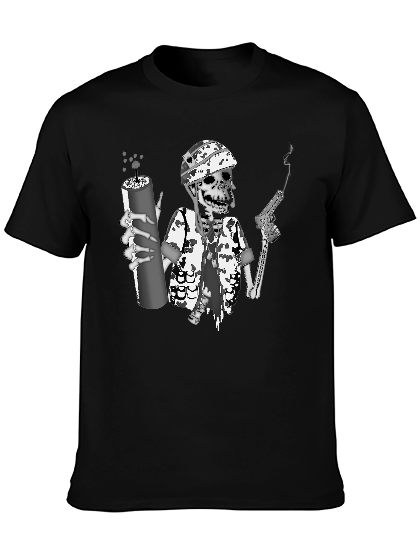 Skeleton Soldier Graphic Print T-Shirt