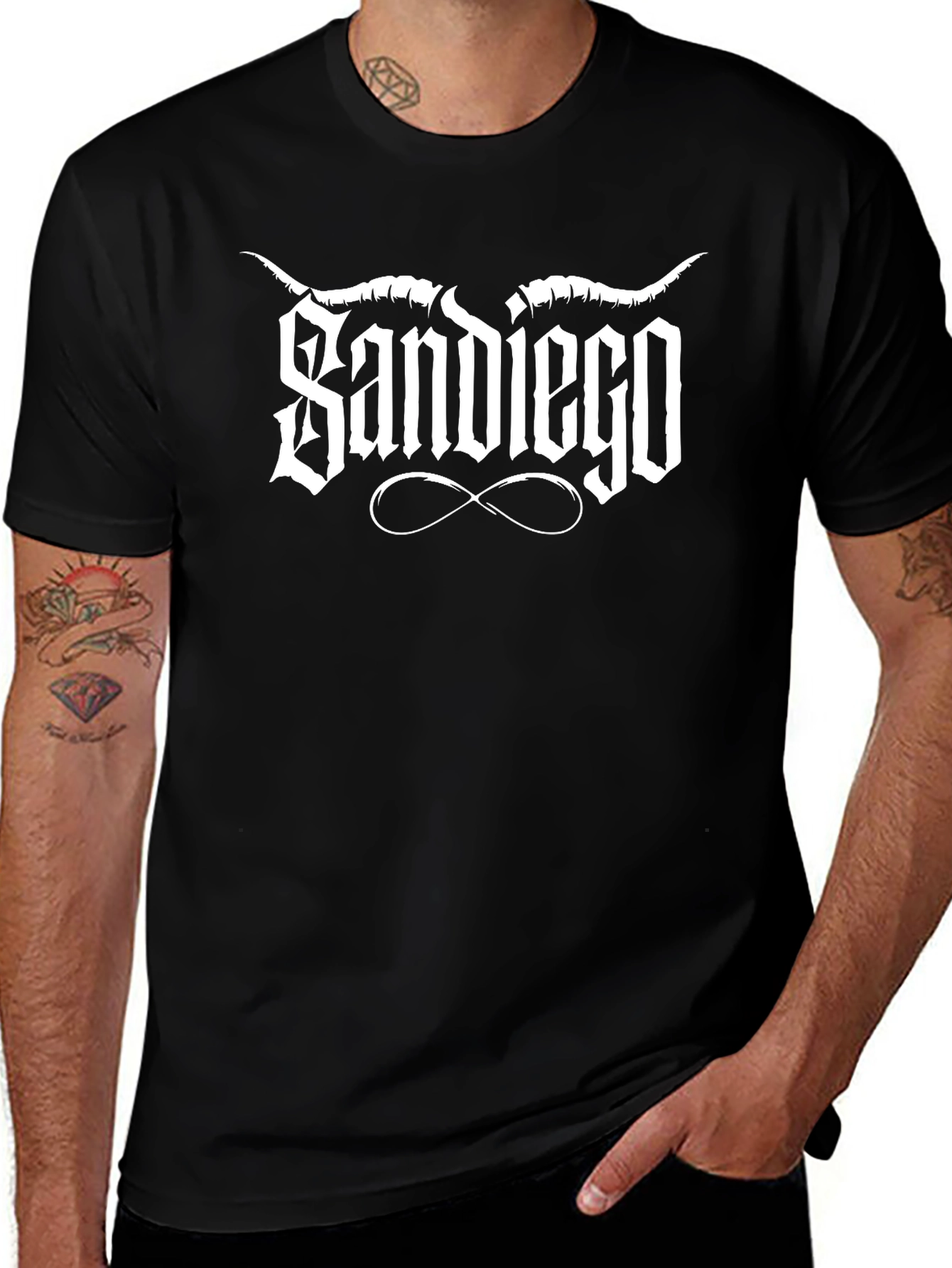 Sandiego Graphic T-Shirt - Black Crew Neck