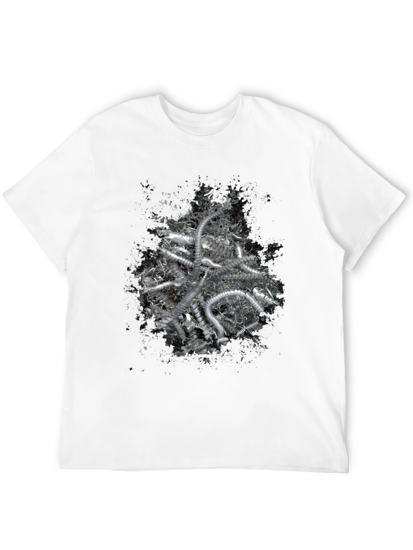Abstract Silver Tube Design Black T-Shirt