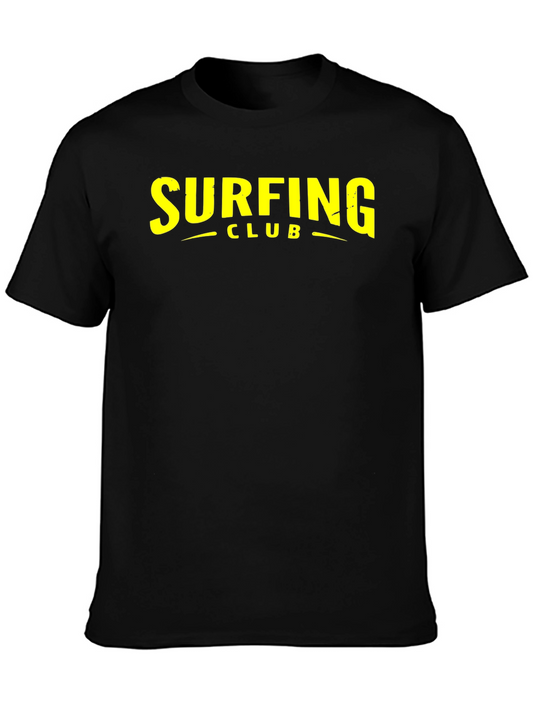 Surfing Club Graphic Tee - Black Cotton T-Shirt