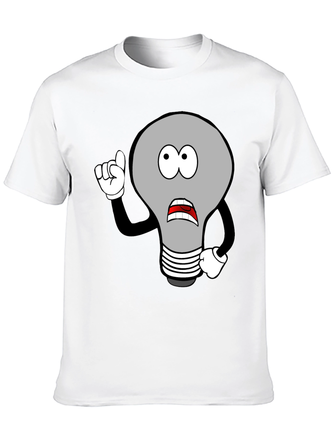 Cartoon Light Bulb Graphic Black T-Shirt