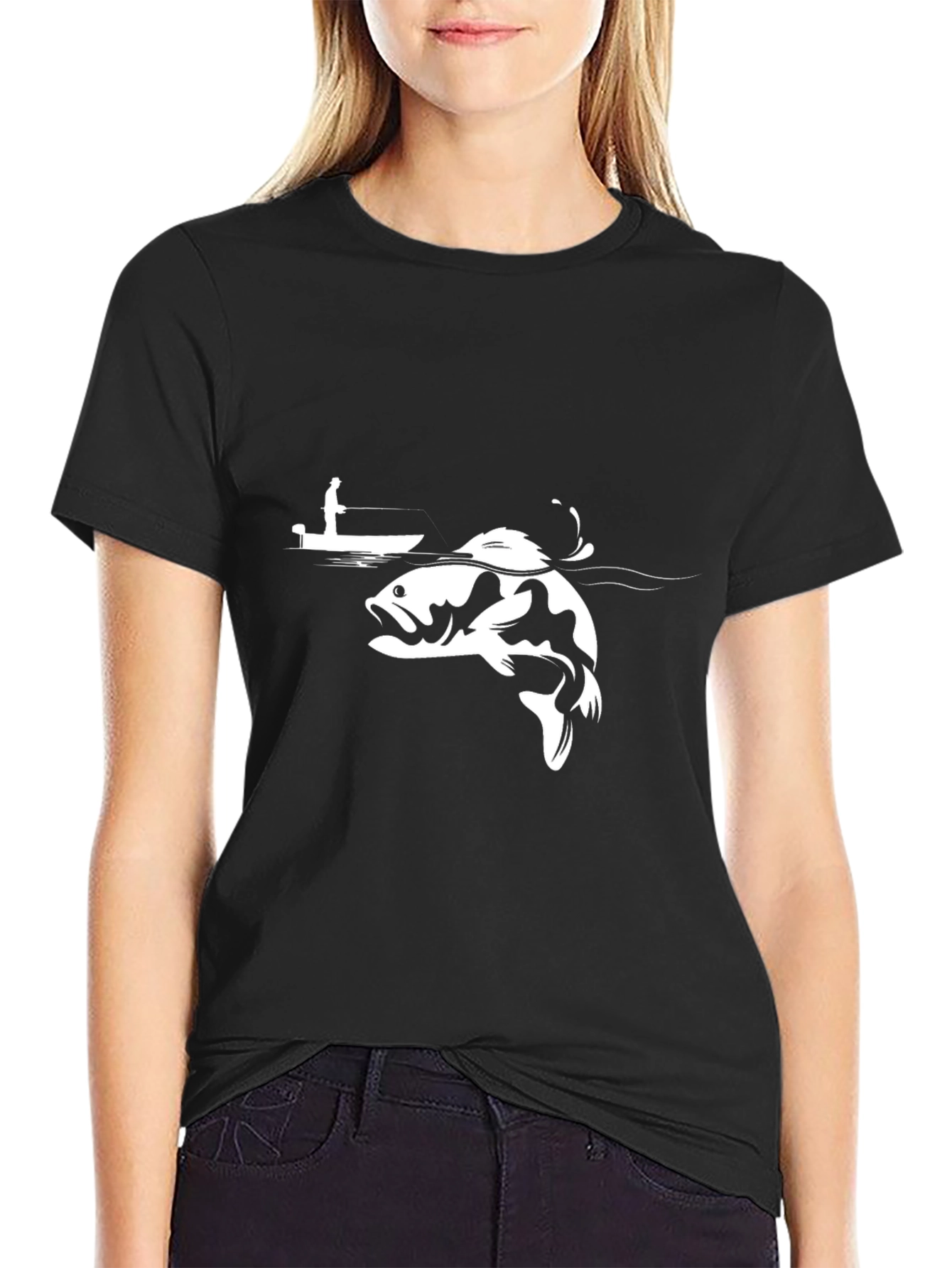 Bass Fishing T-Shirt - Black Cotton Tee