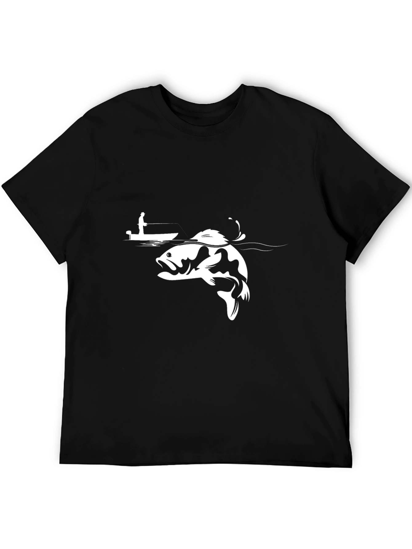Bass Fishing T-Shirt - Black Cotton Tee