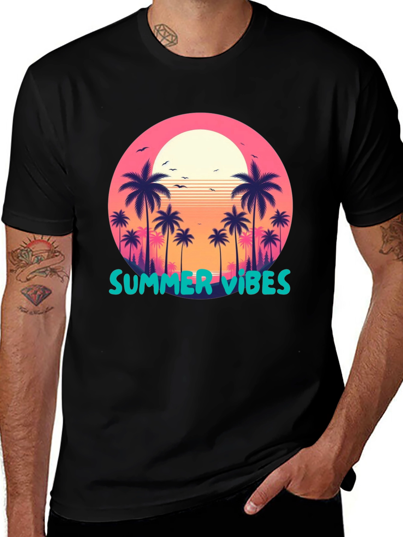 Summer Vibes Palm Tree Graphic Tee
