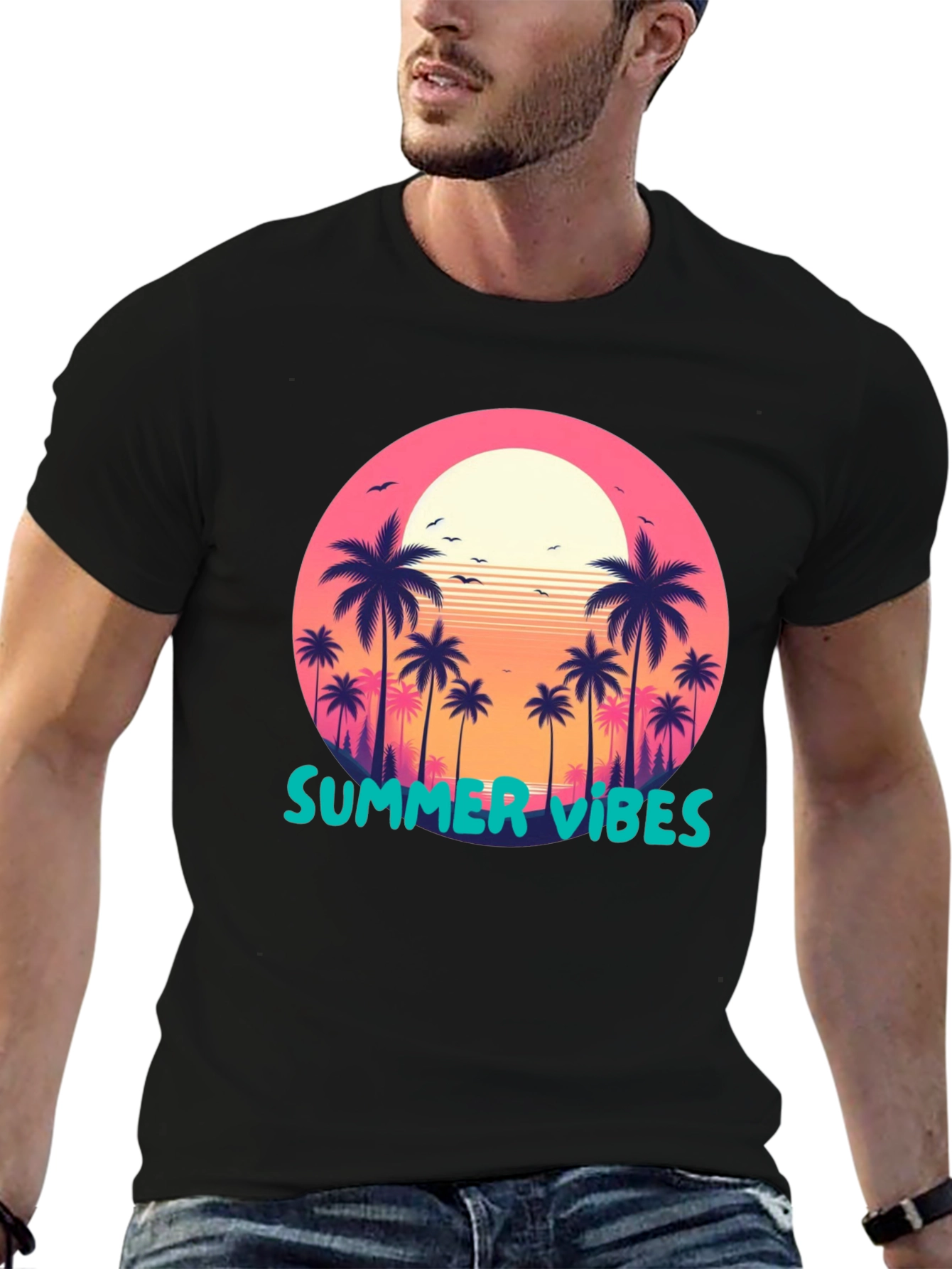 Summer Vibes Palm Tree Graphic Tee