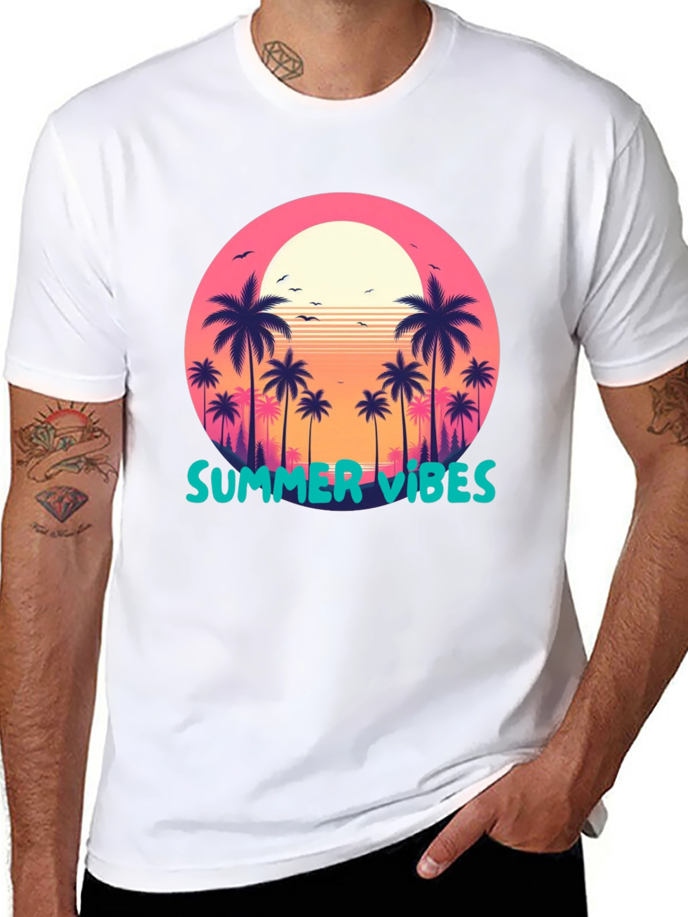 Summer Vibes Palm Tree Graphic Tee