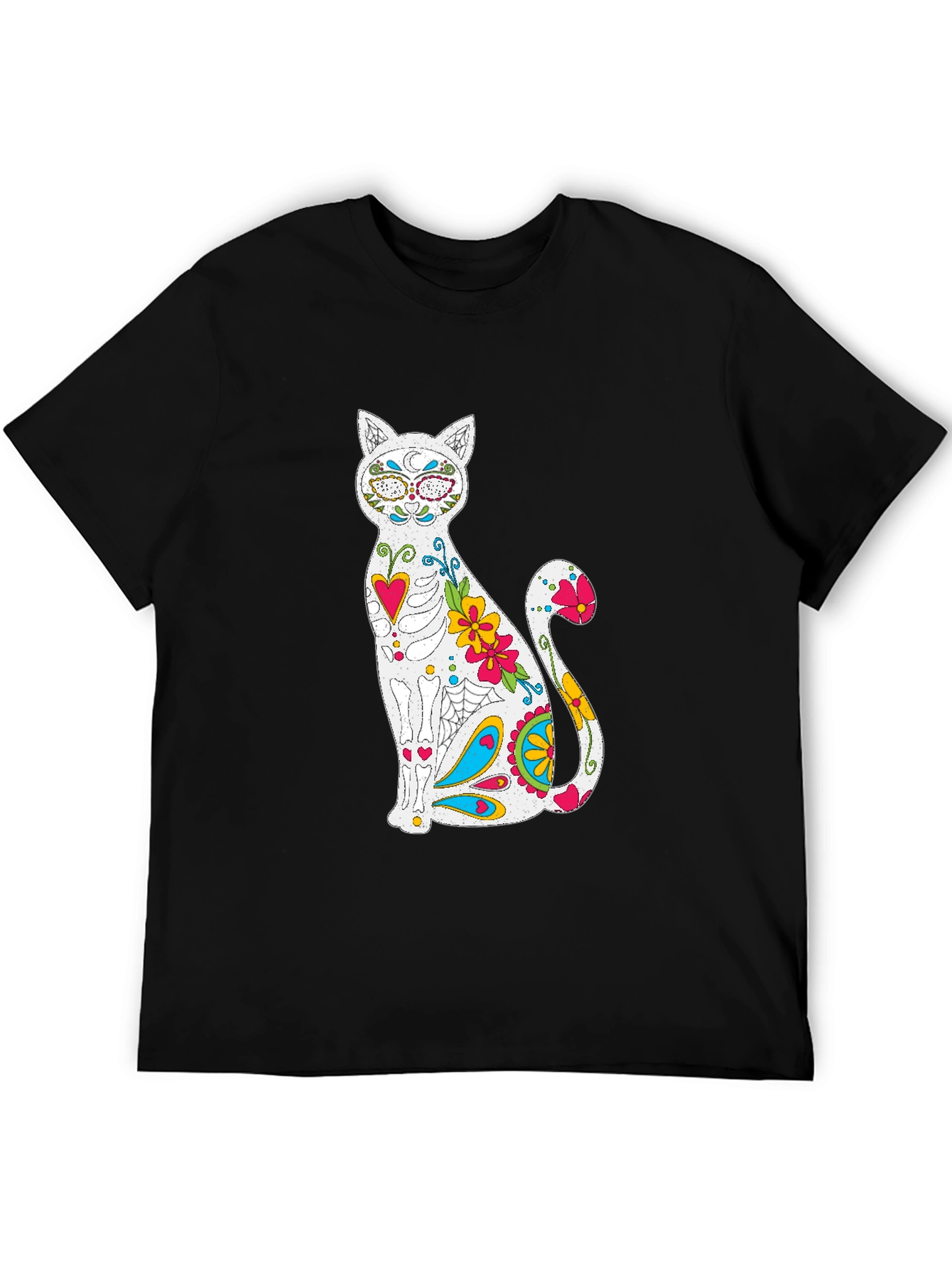 Sugar Skull Cat Graphic T-Shirt