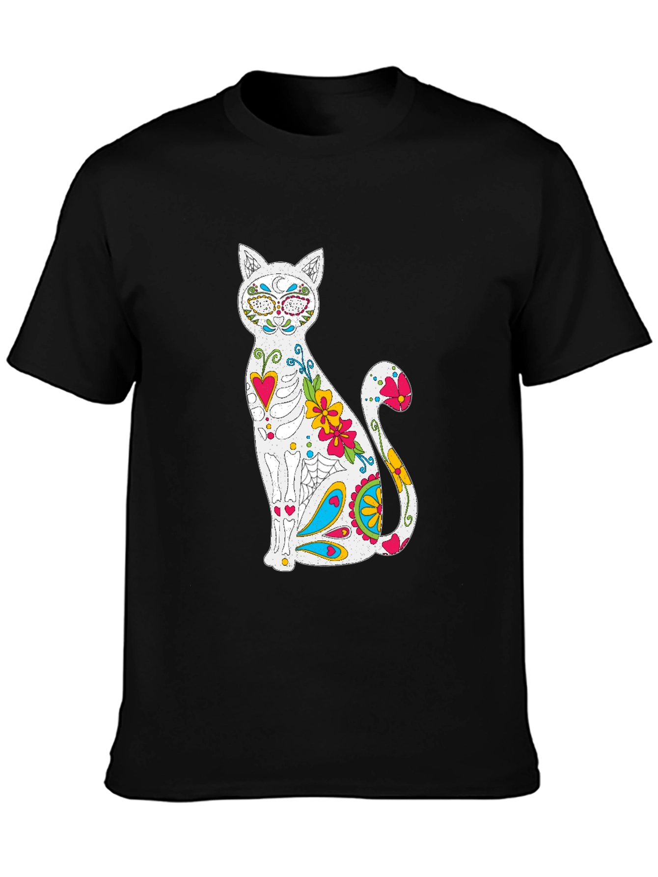 Sugar Skull Cat Graphic T-Shirt