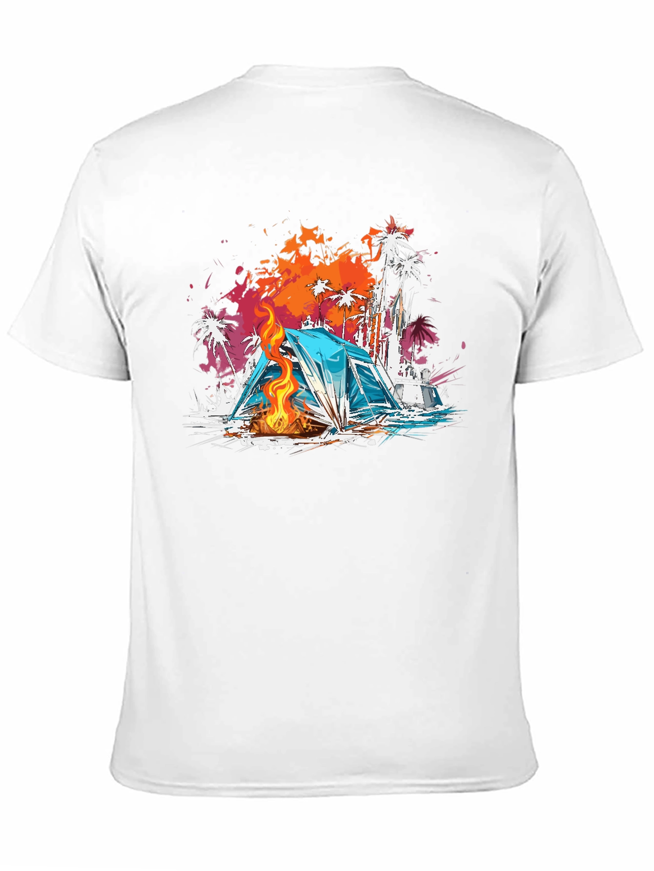Camping Vibes Graphic Tee - Beach Campfire T-Shirt