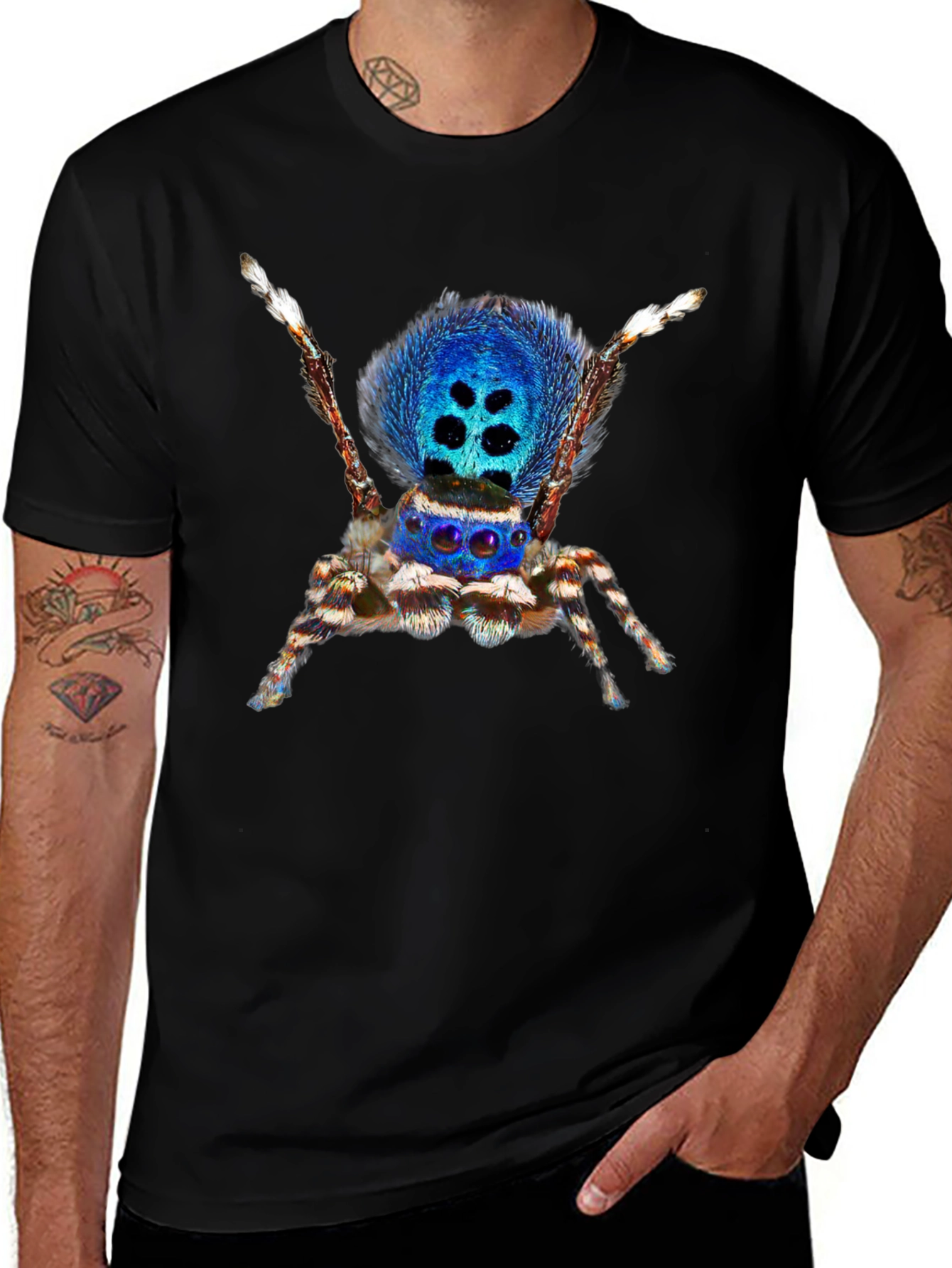 Blue Spider Graphic Tee - Unique Insect Design
