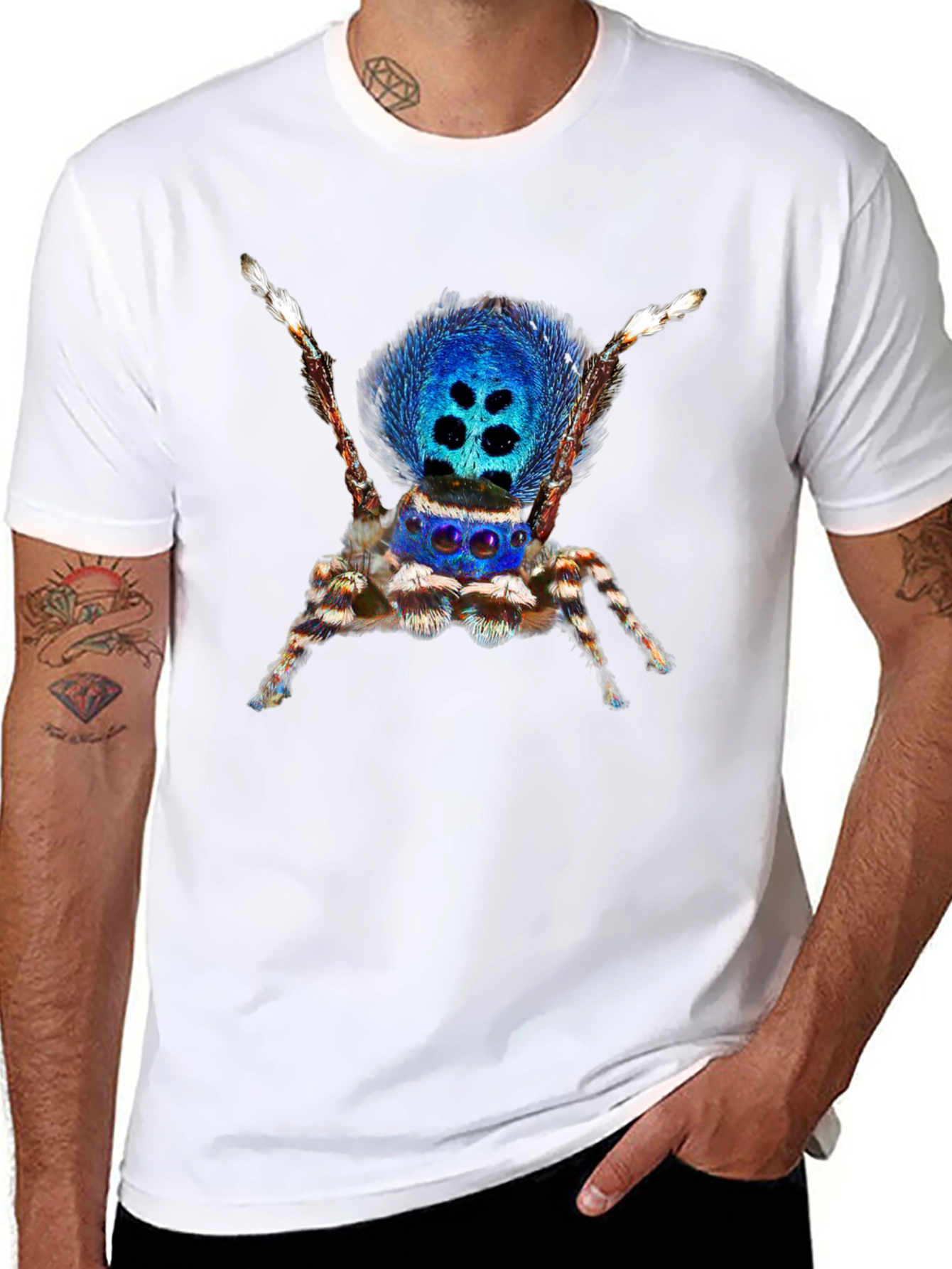 Blue Spider Graphic Tee - Unique Insect Design