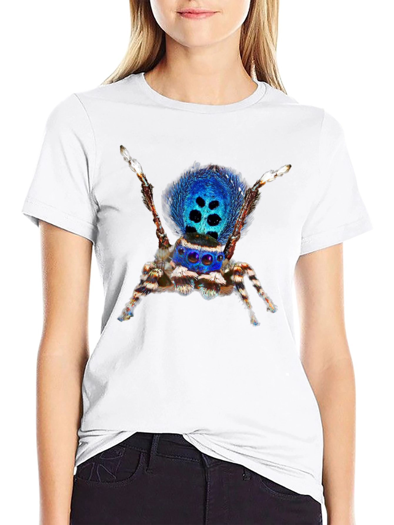 Blue Spider Graphic Tee - Unique Insect Design