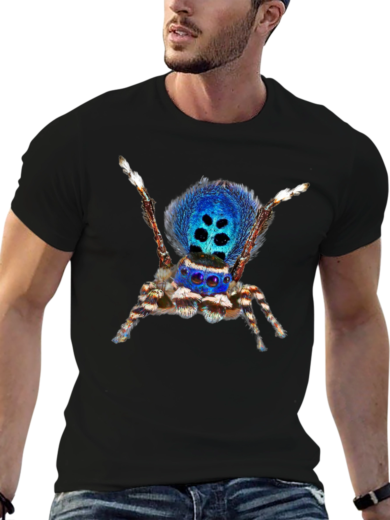 Blue Spider Graphic Tee - Unique Insect Design