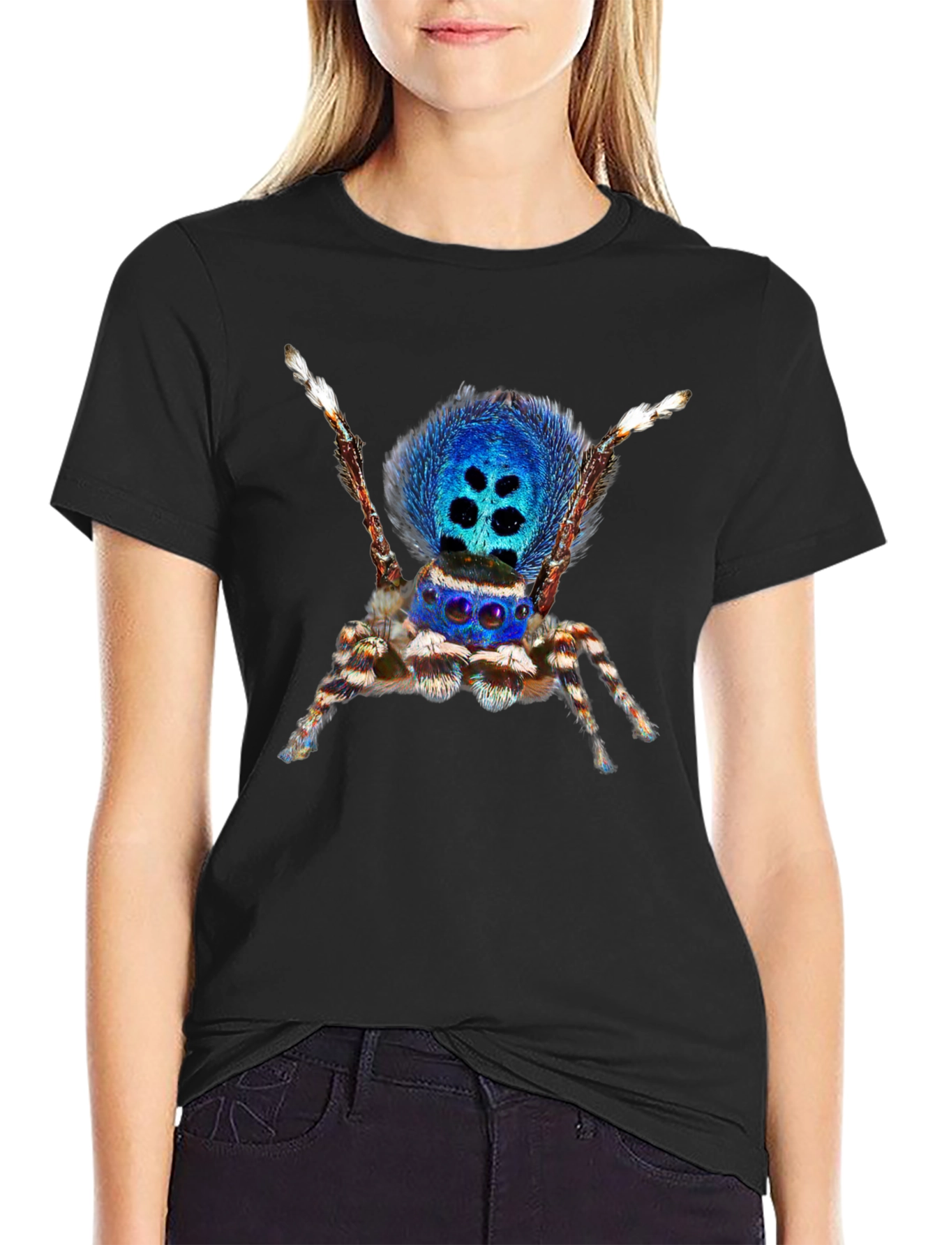 Blue Spider Graphic Tee - Unique Insect Design