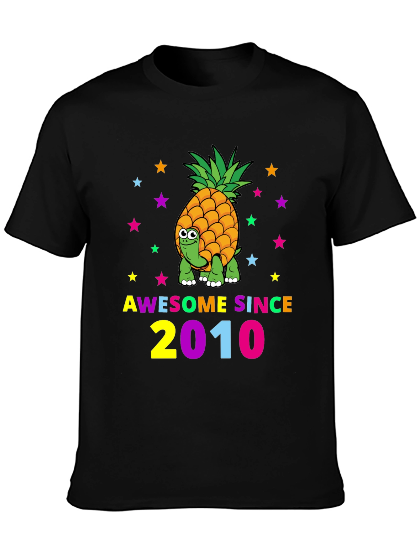 Awesome Since 2010 Pineapple Turtle Black T-Shirt