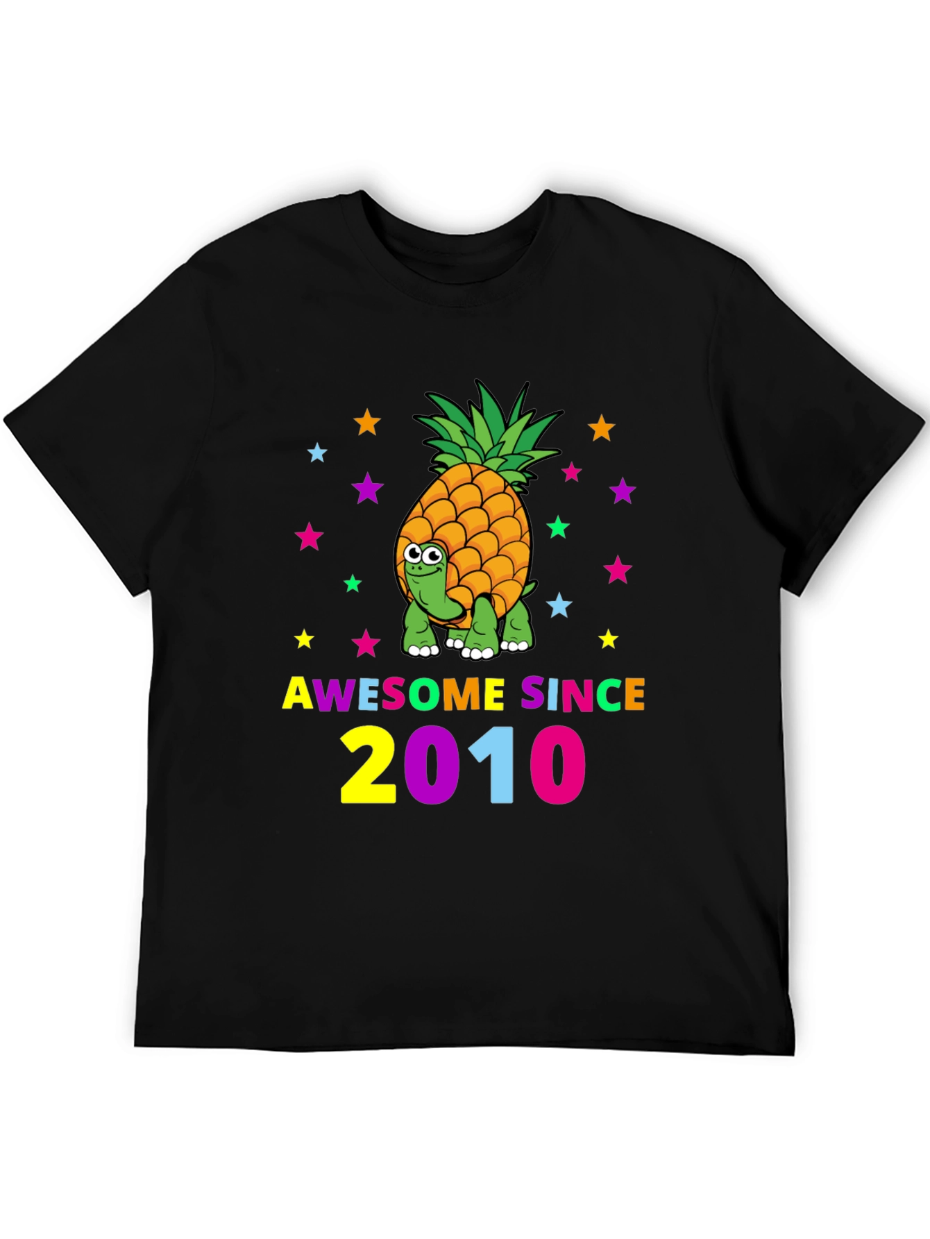 Awesome Since 2010 Pineapple Turtle Black T-Shirt