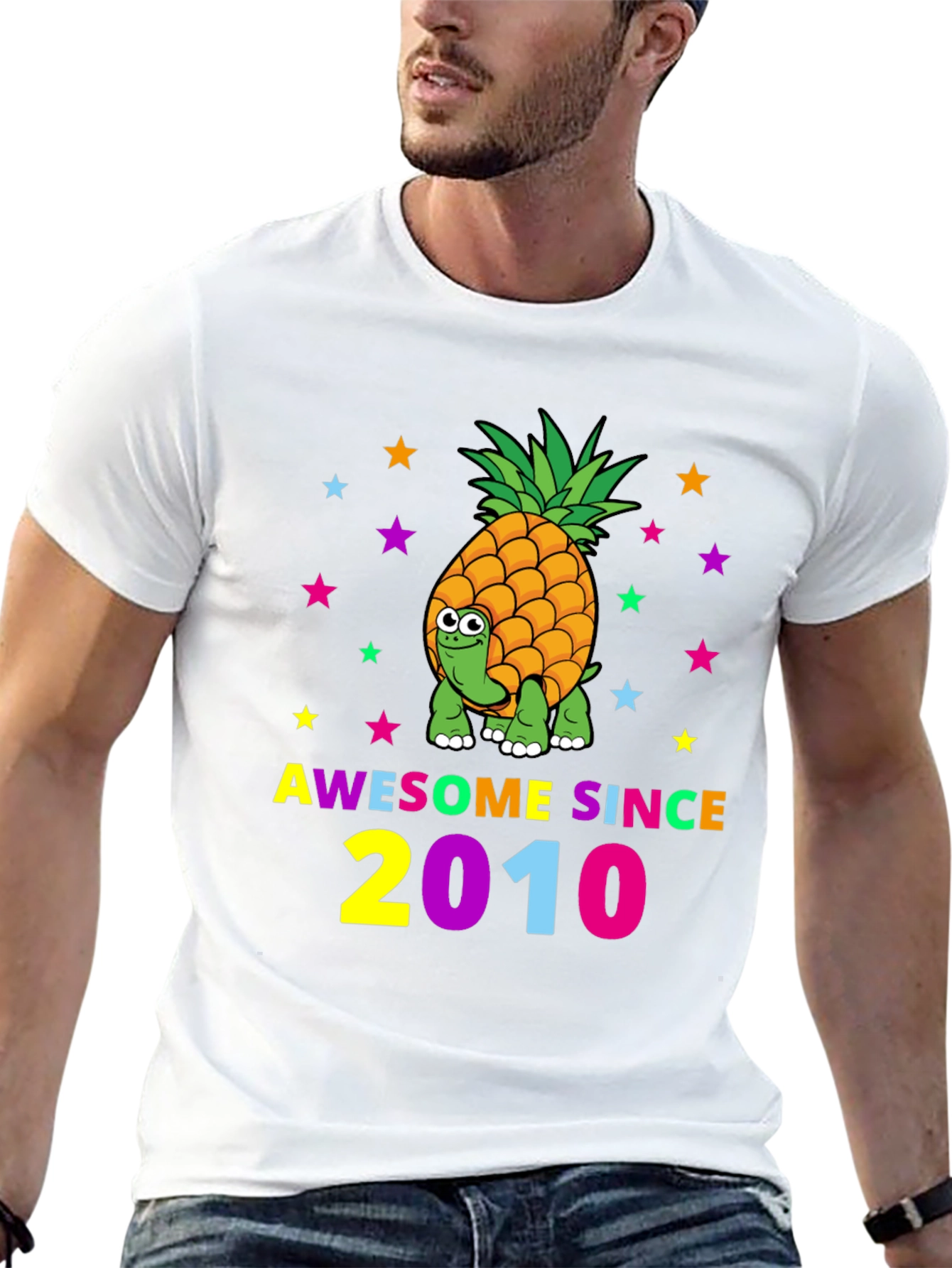 Awesome Since 2010 Pineapple Turtle Black T-Shirt