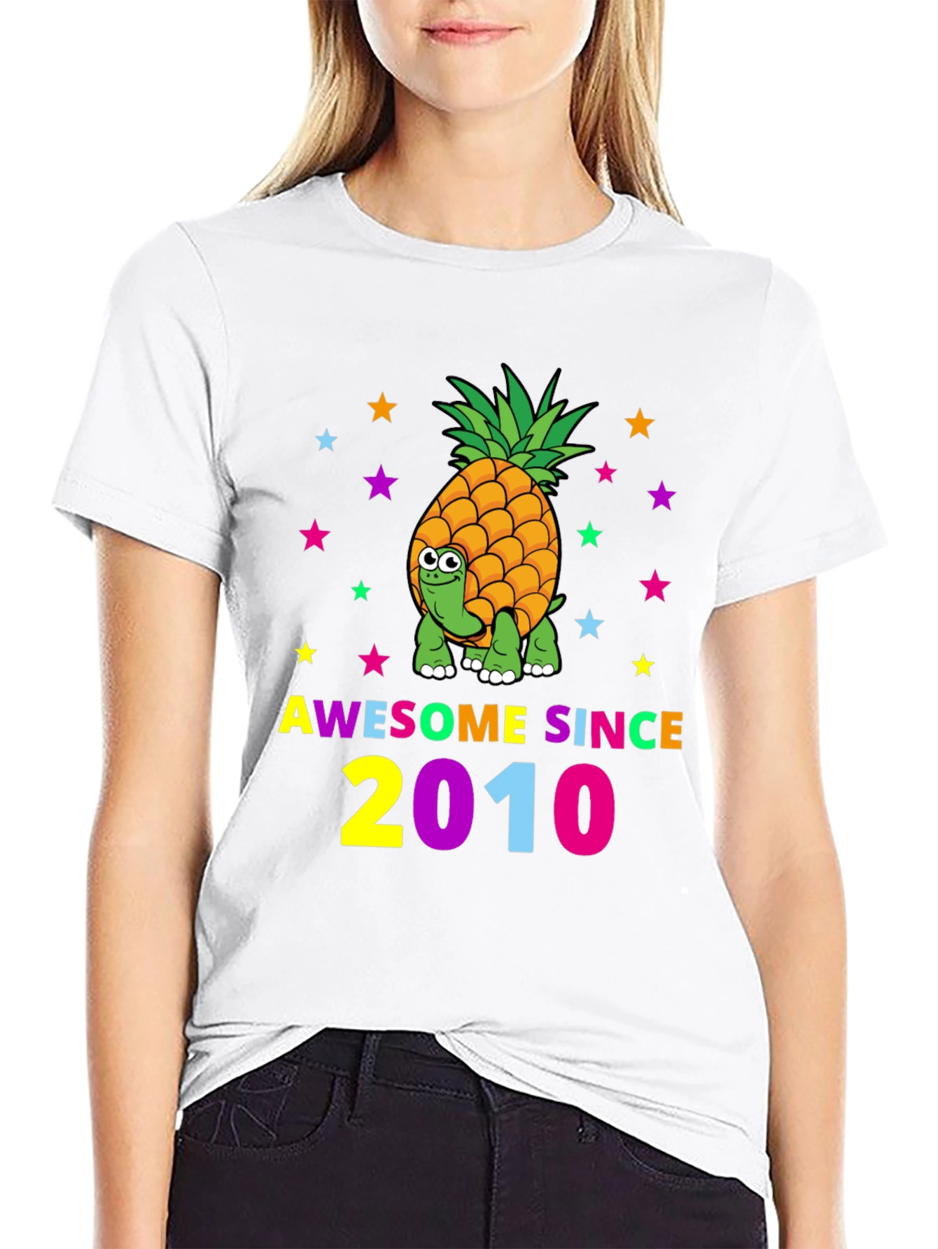 Awesome Since 2010 Pineapple Turtle Black T-Shirt