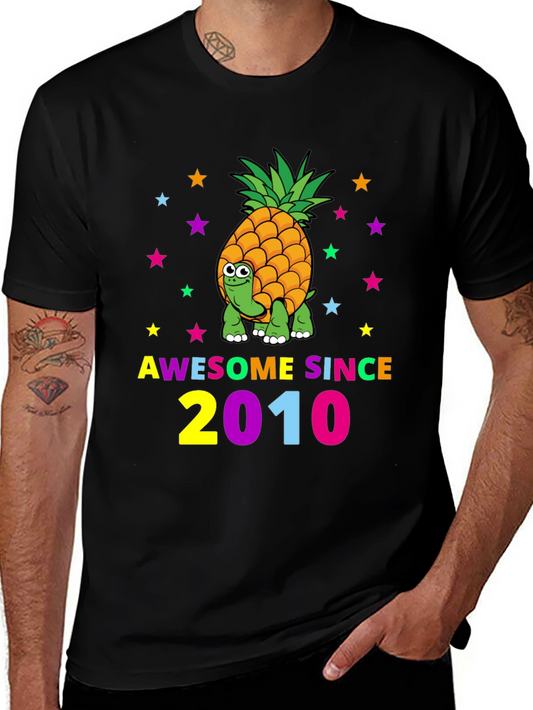 Awesome Since 2010 Pineapple Turtle Black T-Shirt