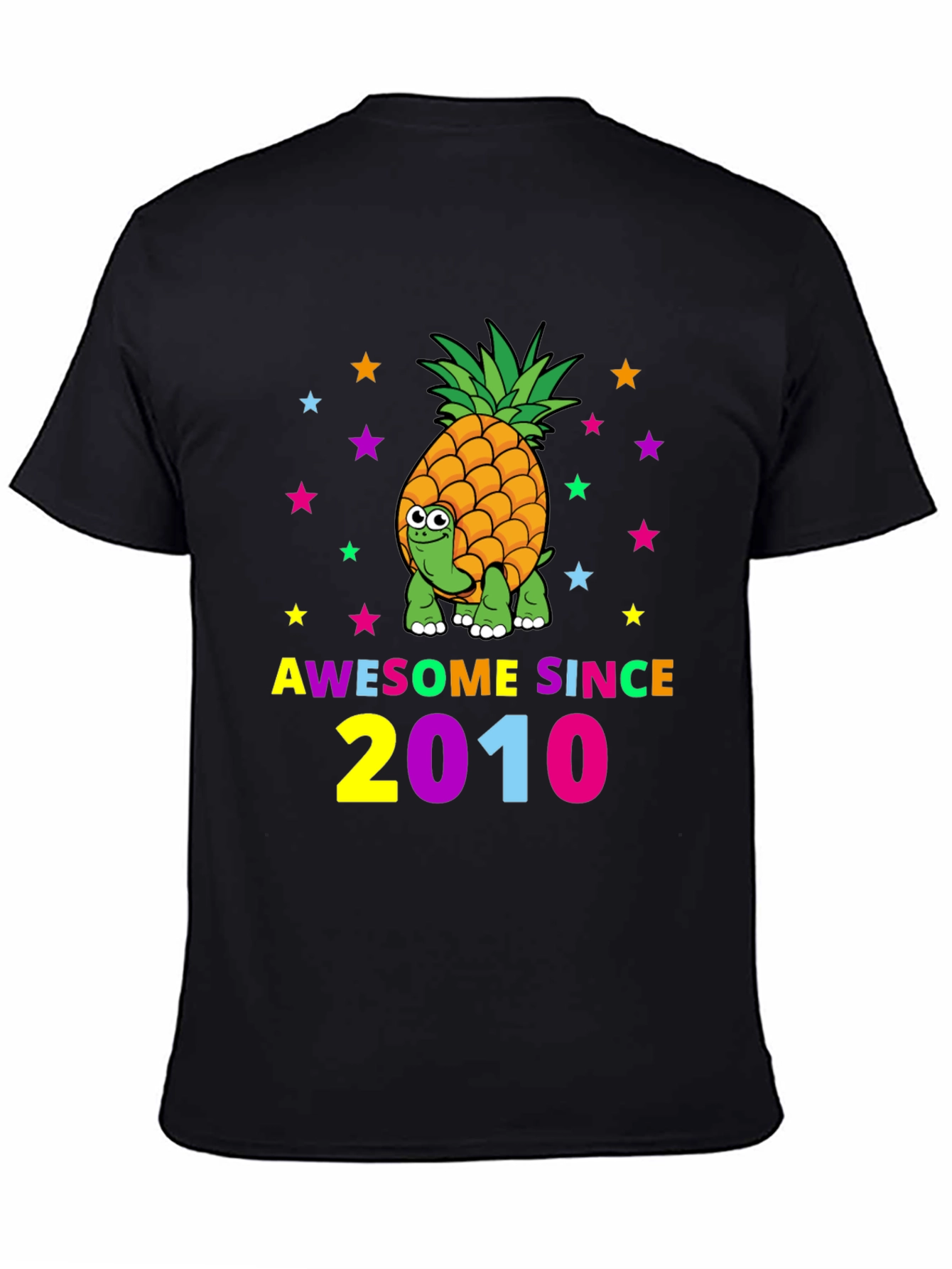 Awesome Since 2010 Pineapple Turtle Black T-Shirt