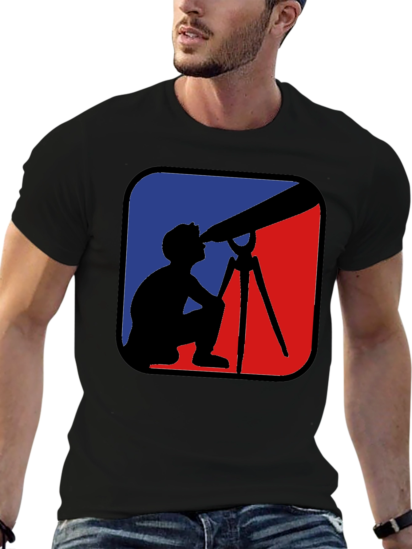 Telescope Observer Graphic Tee - Black Cotton Comfort
