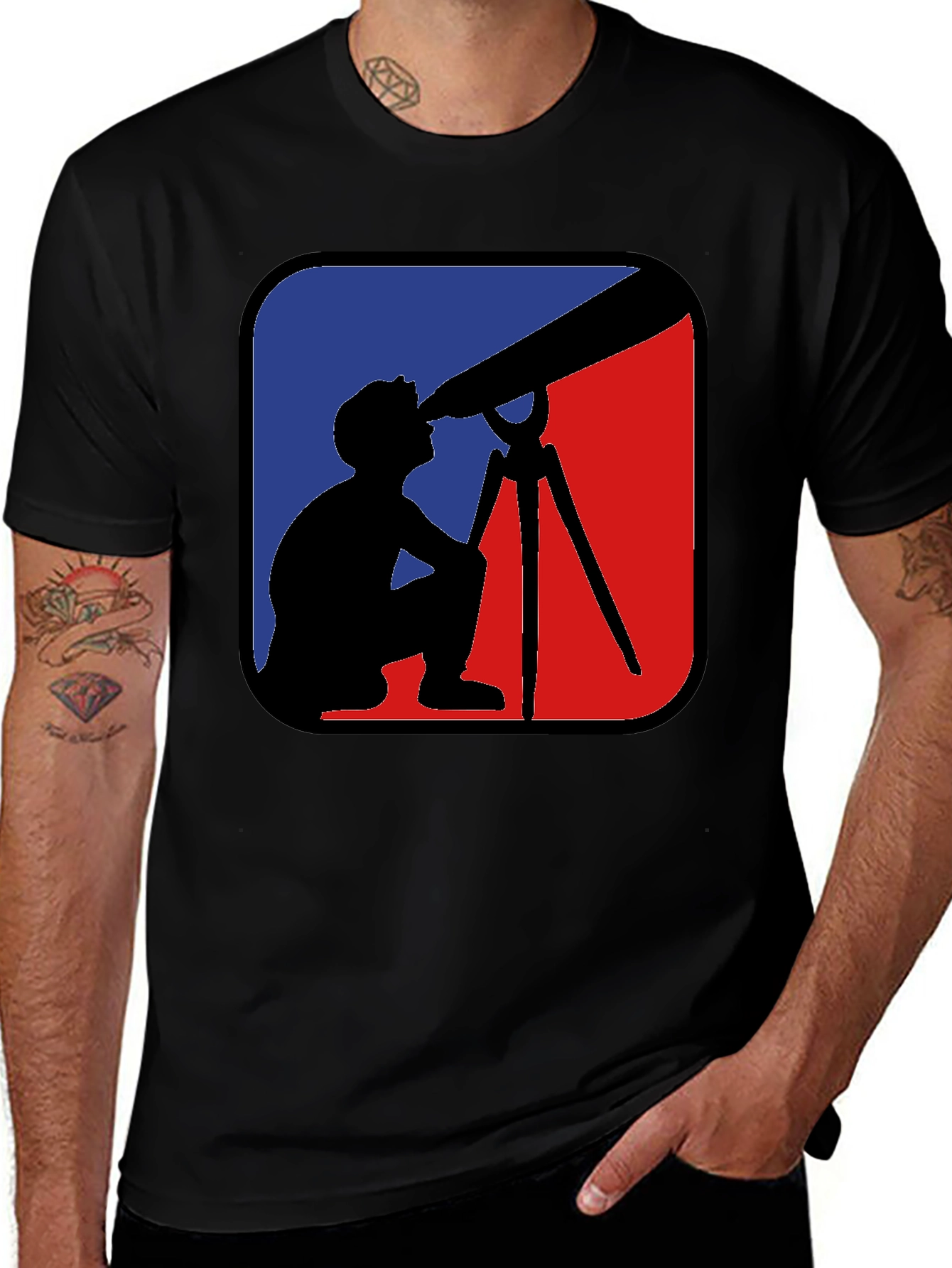 Telescope Observer Graphic Tee - Black Cotton Comfort