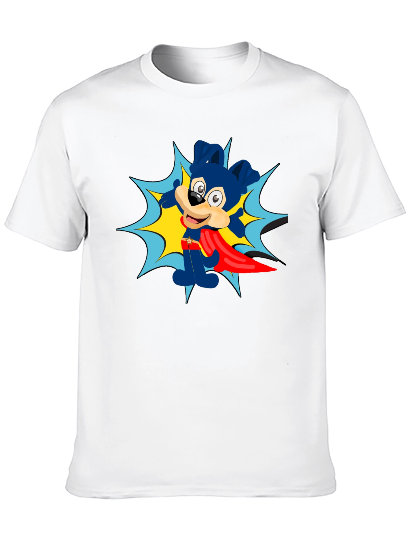 Cartoon Superhero Dog Black T-Shirt