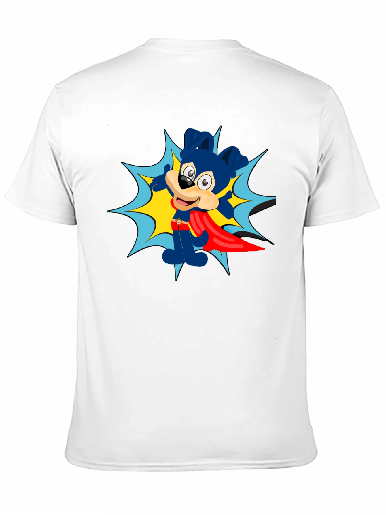 Cartoon Superhero Dog Black T-Shirt